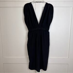 Black Halo Silk V Neck Black Mini Dress 0